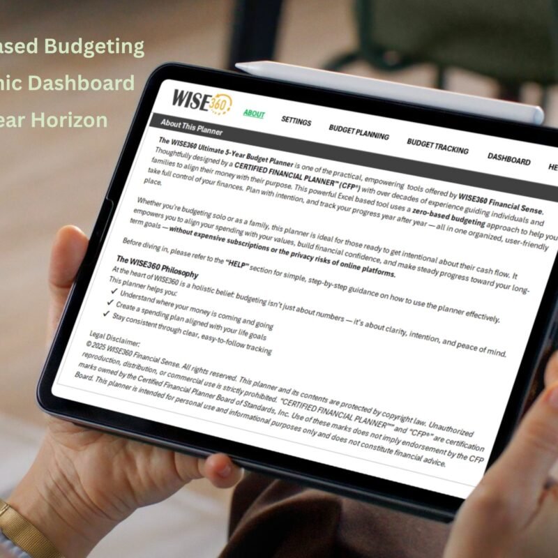 wise360 ultimate 5-year budget planner screen shots