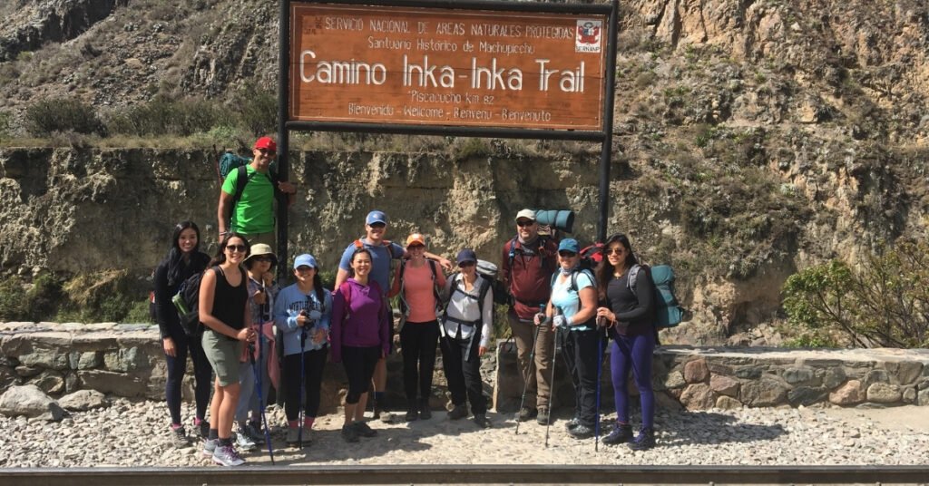 inca trail 2017 | WISE360 a group of trekkers in front of Inca trail head sign