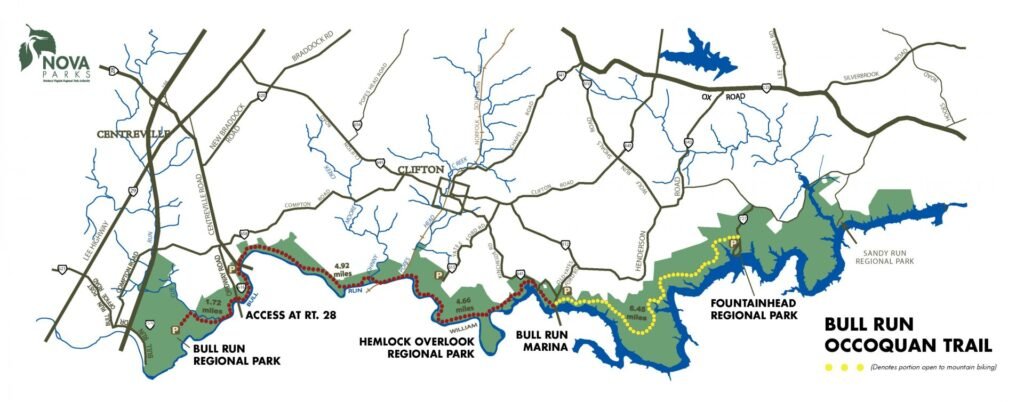 Bull Run Occoquuan trail map | WISE360 a trail map of Bull Run Occoquan Trail